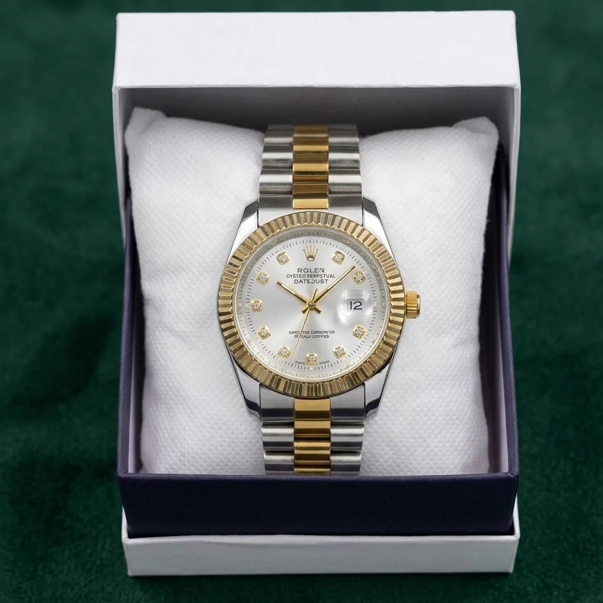 Royal White Prime– Silver & Golden Men's Watch
