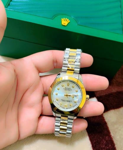 Gold & Silver + White Dial | Stainless Steel | Water Proof