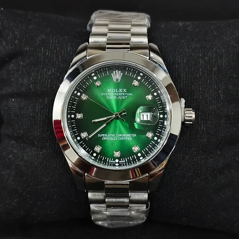 💚 Silver +  Green Dial | Waterproof | Stainless Steel | Prime Tick