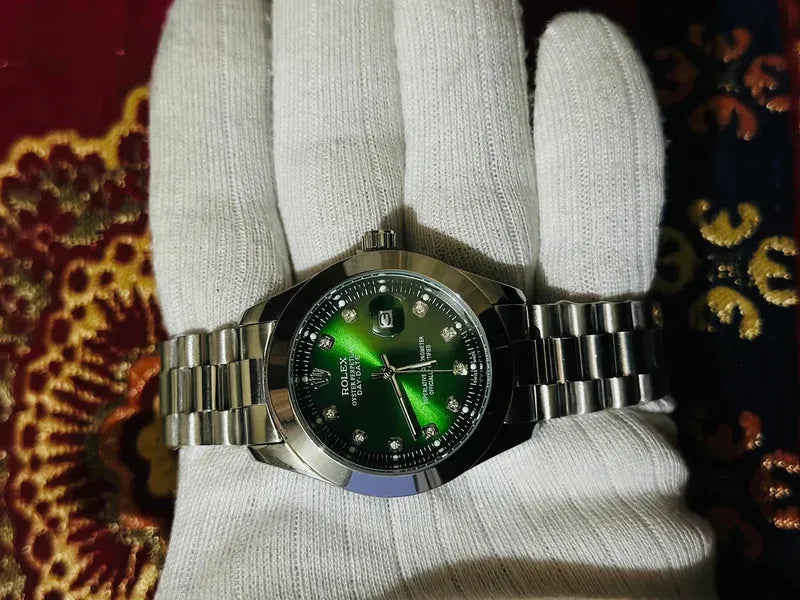 💚 Silver +  Green Dial | Waterproof | Stainless Steel | Prime Tick