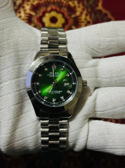 💚 Silver +  Green Dial | Waterproof | Stainless Steel | Prime Tick