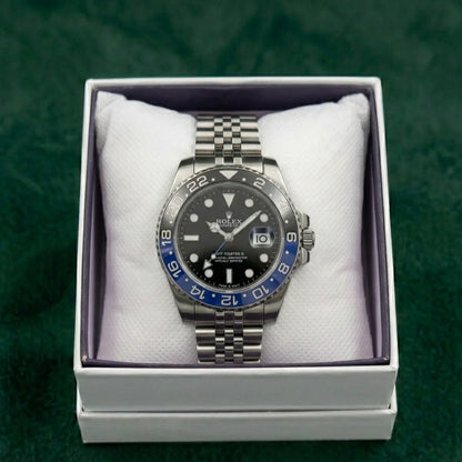 Rolex Sapphire Twin Time – Silver Men's Watch