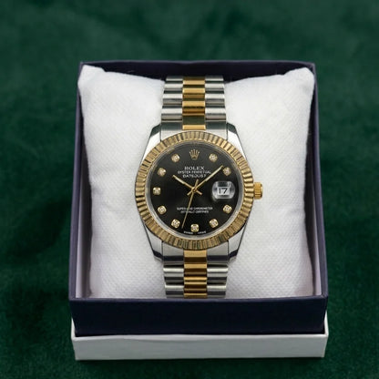 Royal Black Prime– Silver & Golden Men's Watch