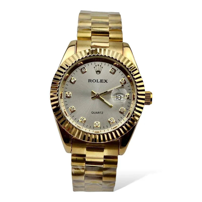 🤍  Gold + White Dial (Bezel Cut) | Waterproof| Stainless Steel | Prime Tick