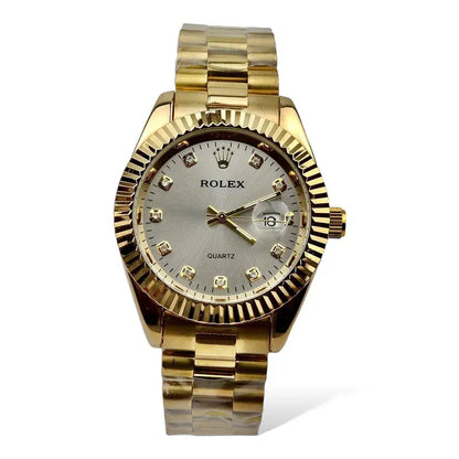 🤍  Gold + White Dial (Bezel Cut) | Waterproof| Stainless Steel | Prime Tick
