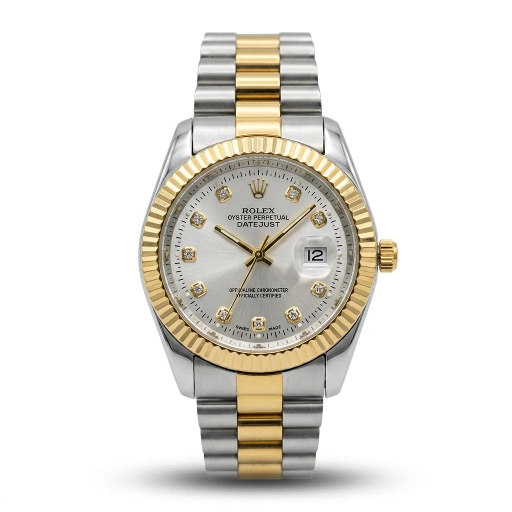 Royal White Prime– Silver & Golden Men's Watch