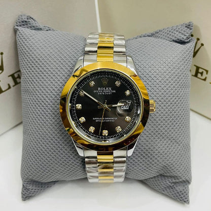 🖤 Gold & Silver + Black Dial | Stainless Steel | Waterproof | Prime Tick