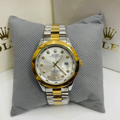 Gold & Silver + White Dial | Stainless Steel | Water Proof