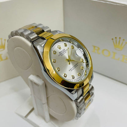 Gold & Silver + White Dial | Stainless Steel | Water Proof