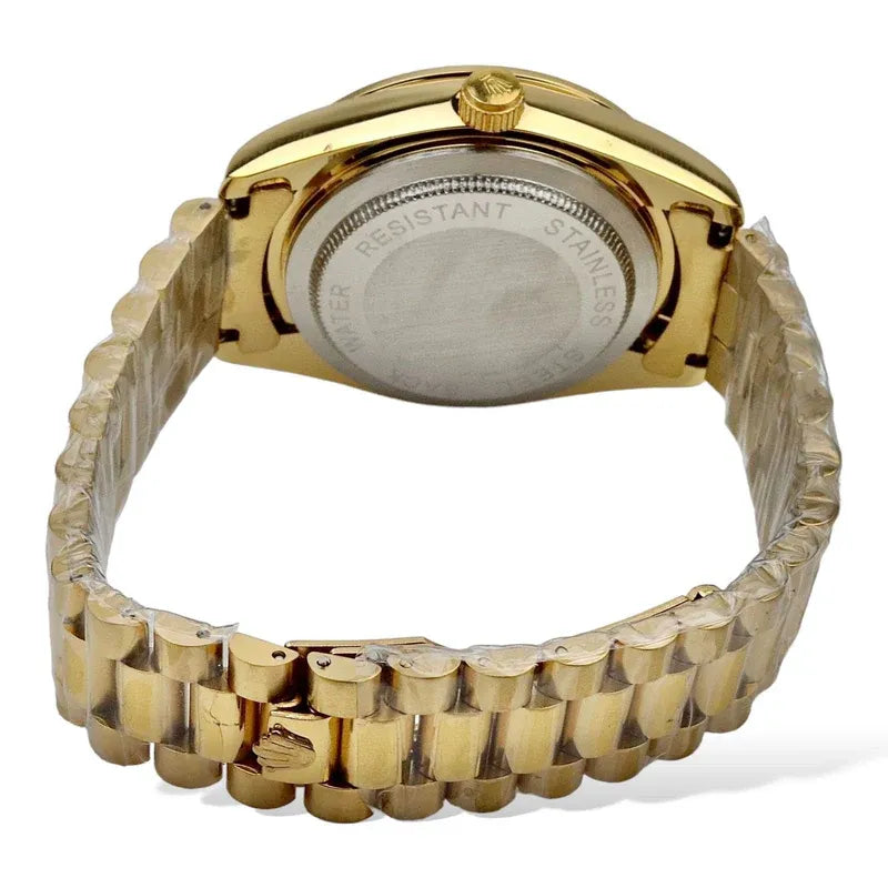 🤍  Gold + White Dial (Bezel Cut) | Waterproof| Stainless Steel | Prime Tick